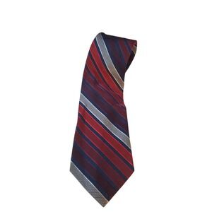 Bruno Piattelli Mens Tie Necktie Designer Luxury Red Navy Silver Stripes Church